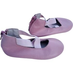 Your Tay Zipper Ballet Flats Pink Leather Girls Size 5.5